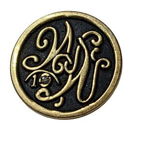 Vintage Weight Watchers Pinback Gold Black 10 Year Award with Rhinestone LB